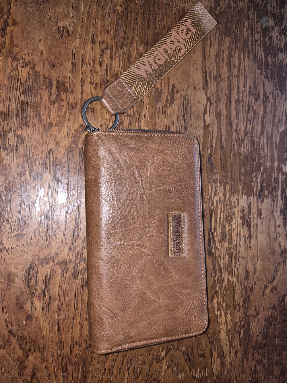 Wrangler Brown Leather Zip Wallet Wristlet